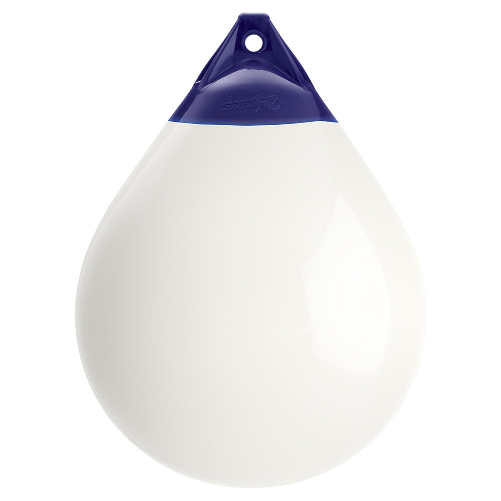 White Polyform A Series Buoy A-5 with 27-inch diameter, used for marine navigation and safety applications.