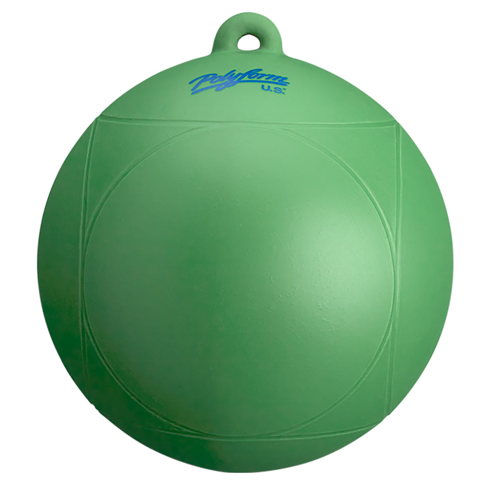 Green Polyform U.S. Water Ski Series Buoy with durable, floating plastic construction for water safety and navigation.