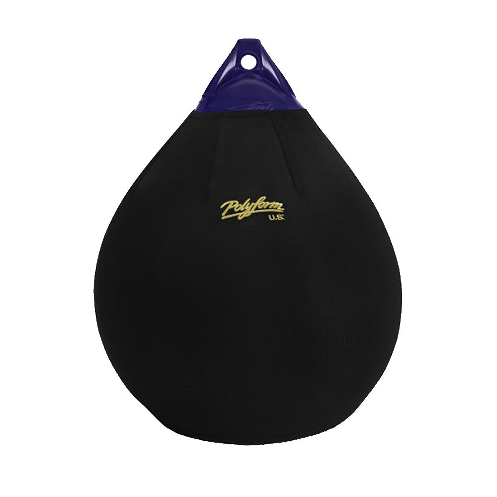 Black Polyform U.S. Fender Cover for A-3 Fender, designed to protect and cover boat fenders with durable material.