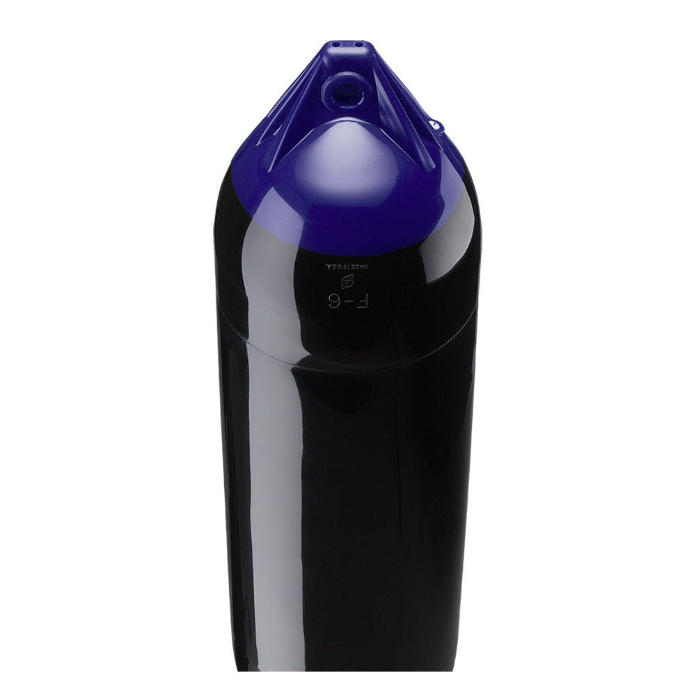 Black Polyform F-6 Twin Eye Fender, 11x42 inches, designed for boat protection, by Polyform U.S.