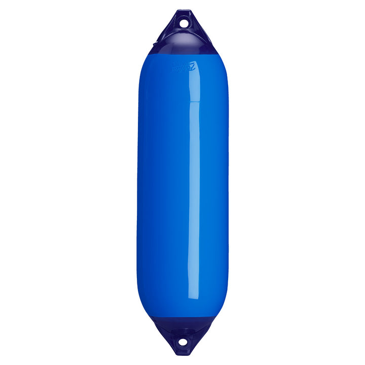 Blue Polyform F-6 Twin Eye Fender 11x42 inch boat fender with twin eyelets for marine protection and docking.