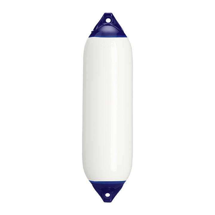 White Polyform F-6 Twin Eye Fender measuring 11x42 inches, durable marine fender for boat protection by Polyform U.S.