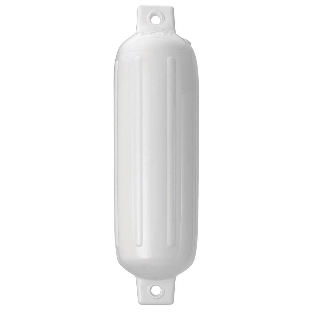Polyform U.S. G-2 Twin Eye Fender 4.5" x 15.5" in white, durable marine boat fender with twin eye openings.