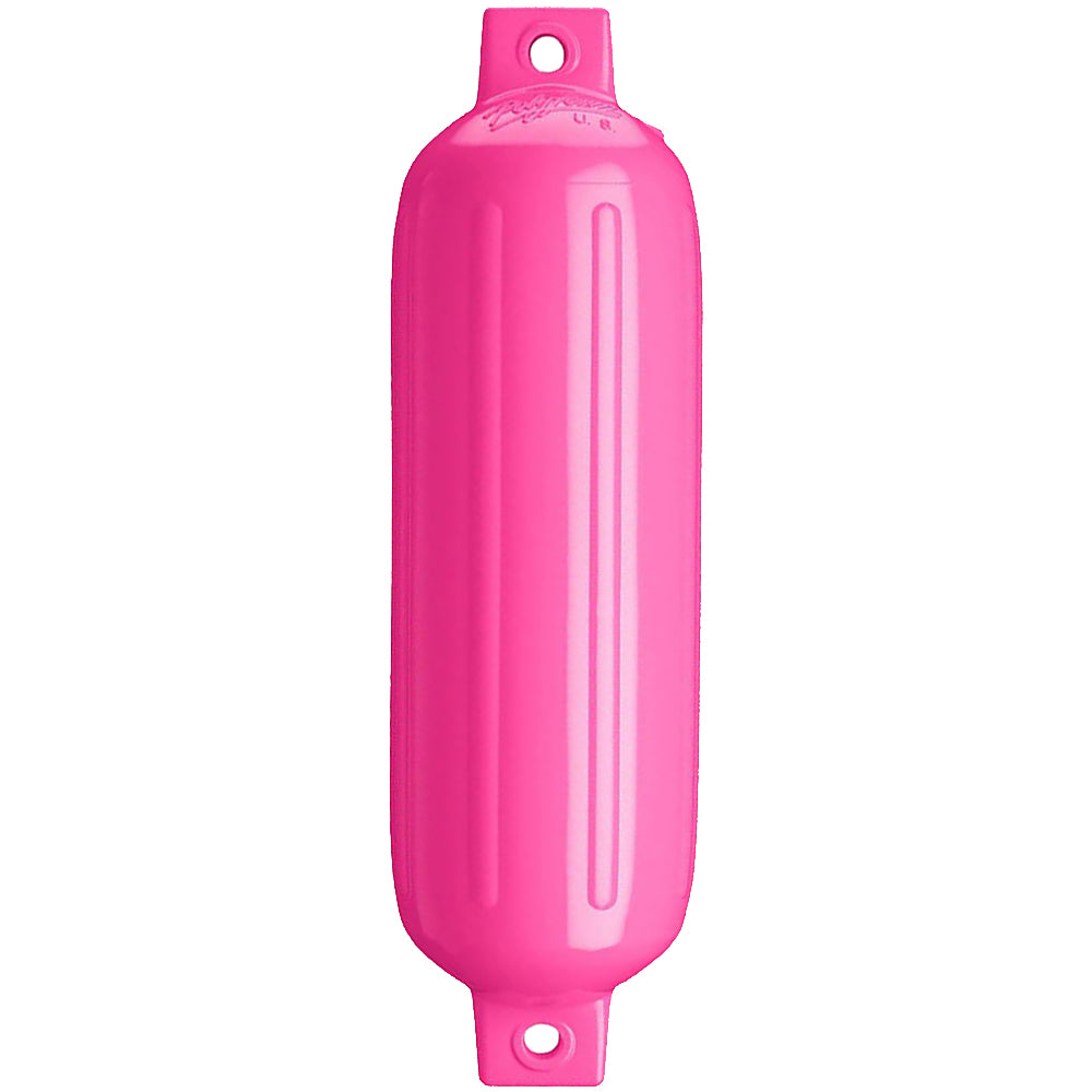 Polyform G-5 Twin Eye Fender in pink, 8.8 x 26.8 inches, designed for boat protection, made by Polyform U.S.
