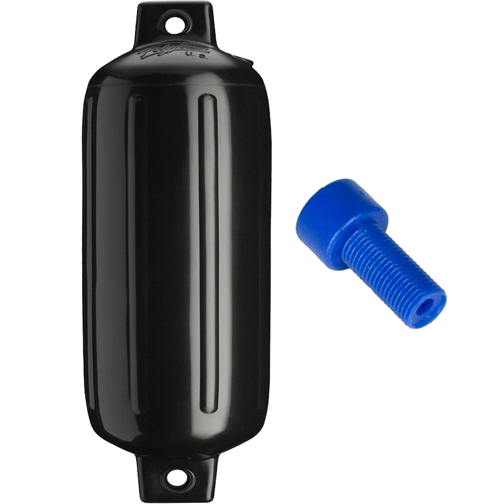 Polyform G-6 Twin Eye Fender 11x30 inch in black with adapter, durable marine fender by Polyform U.S. for boat protection