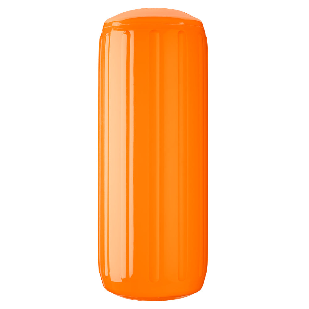 Orange Polyform HTM-3 Fender, 10.5x27 inches, durable boat fender by Polyform U.S. with textured surface and secure attachment points.