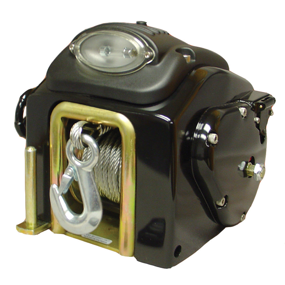 Powerwinch RC23 trailer winch with durable steel frame and ergonomic handle for secure boat or cargo hauling.