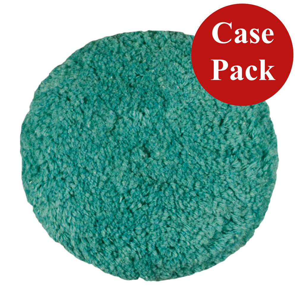 Presta rotary blended wool buffing pad in green for light cut and polish, shown in a case of 12. Ideal for car cleaning.