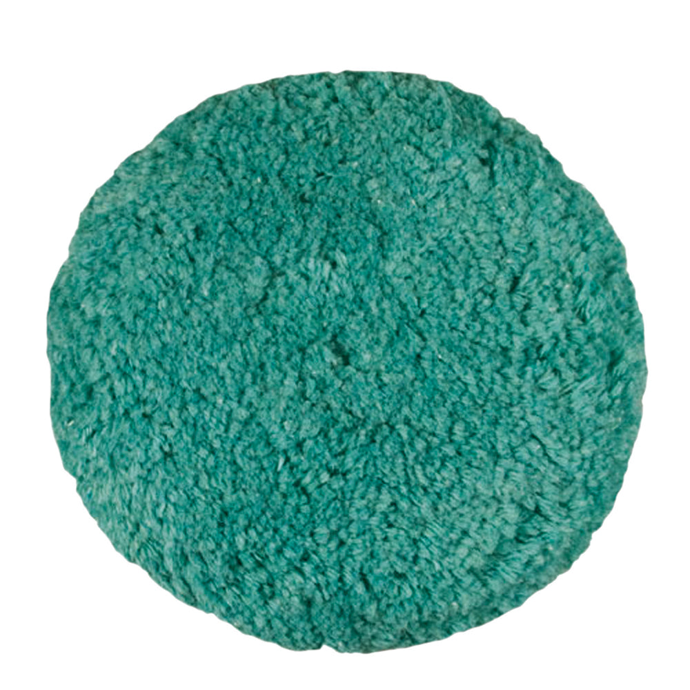 Presta rotary blended wool buffing pad in green for light cut and polish, used for car cleaning and polishing.
