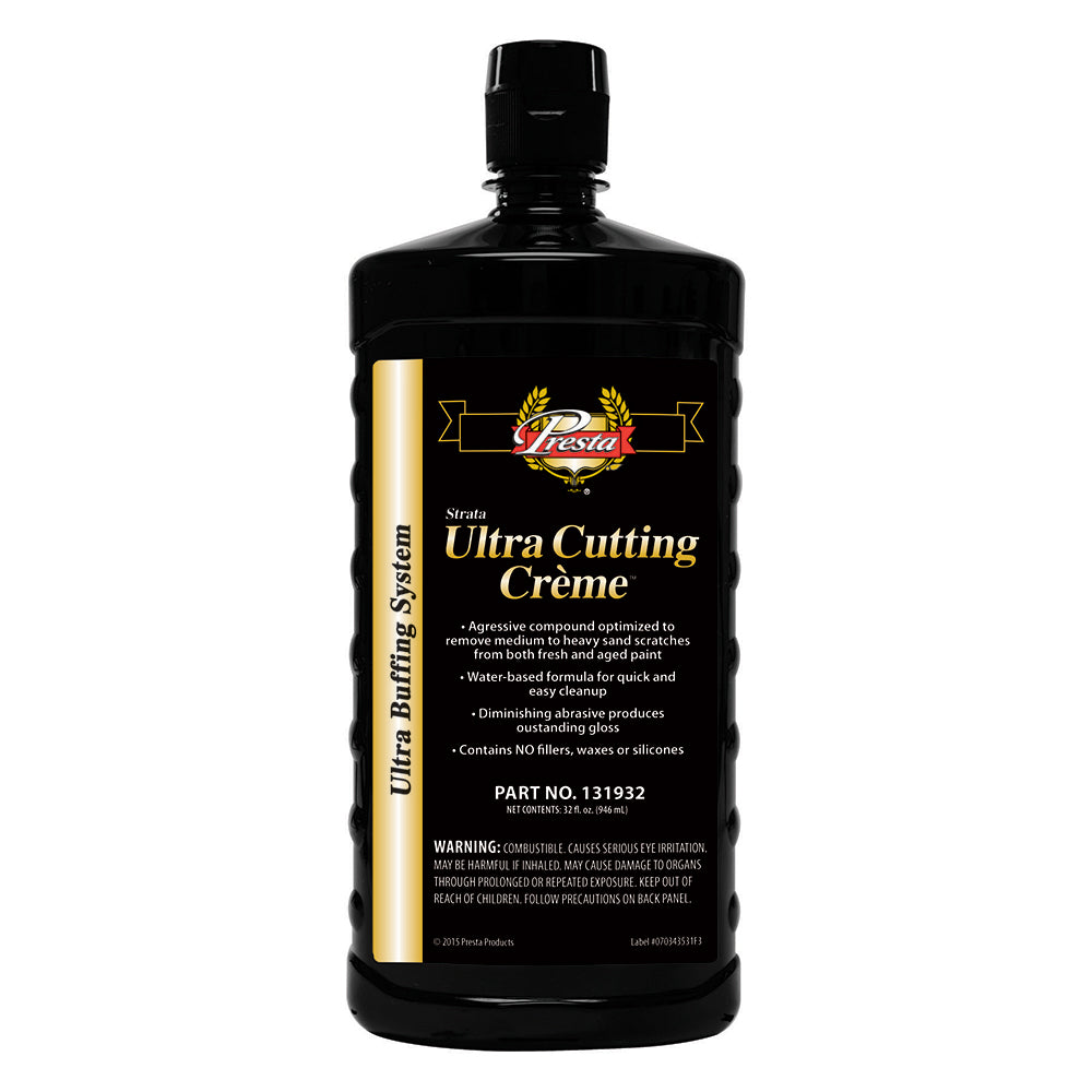 Presta Ultra Cutting Creme 32oz cleaning product in a jar, designed for deep cleaning and polishing surfaces.