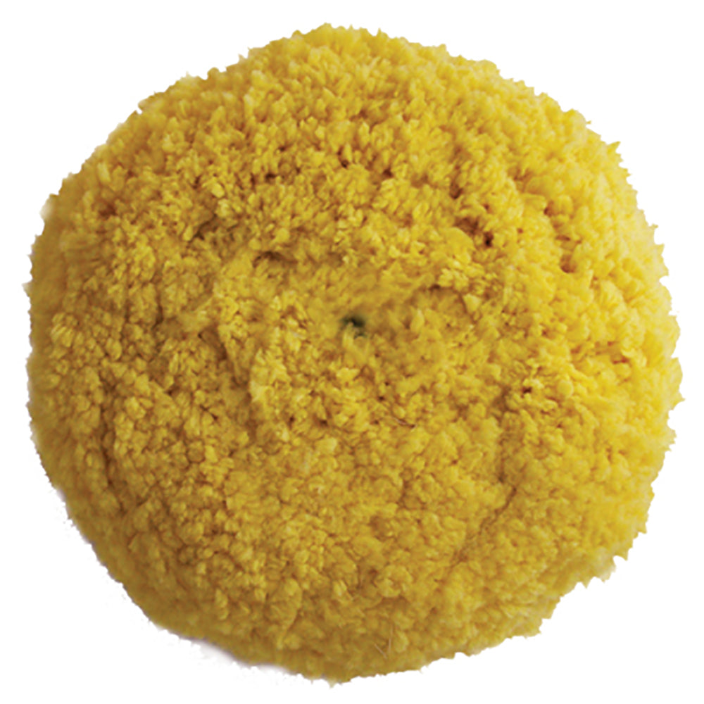 Presta yellow blended wool medium cutting pad for cleaning, 9-inch screw-on pad, ideal for polishing and detailing.