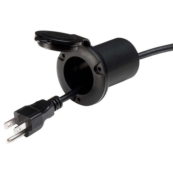 Black ProMariner Universal AC Plug accessory with sturdy design, suitable for marine and electrical applications.
