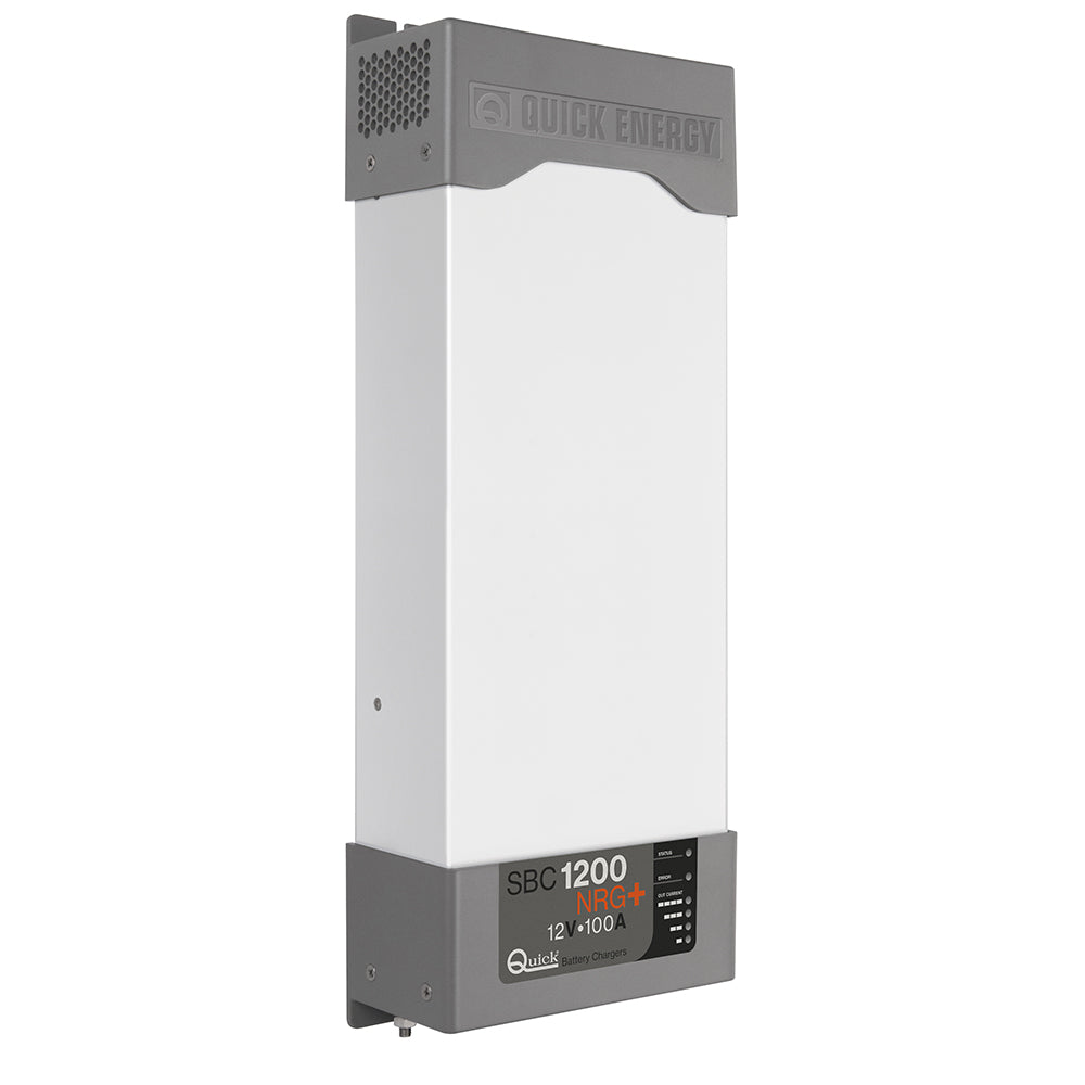Quick SBC 1200 NRG+ series 12V 100A 3-bank battery charger from Quick, showing multiple charging ports and sturdy design.