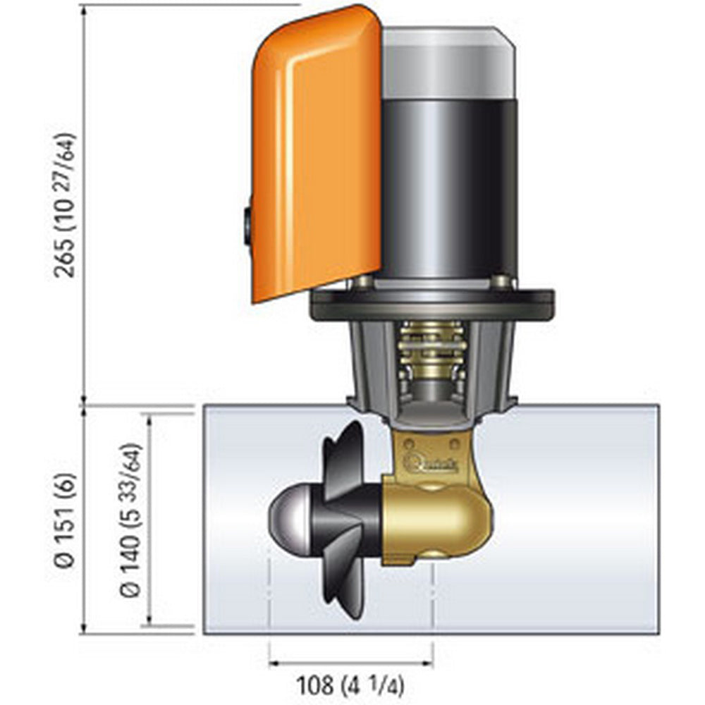 Quick Bow Thruster BTQ 140-40 with 40KGF force, 12V, 2.2kW, compact marine bow thruster for boat navigation.