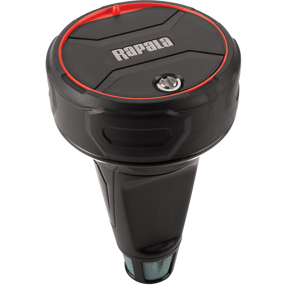Rapala Floating Aerator for bait management, compact device with clear water flow, designed to keep bait alive and fresh.