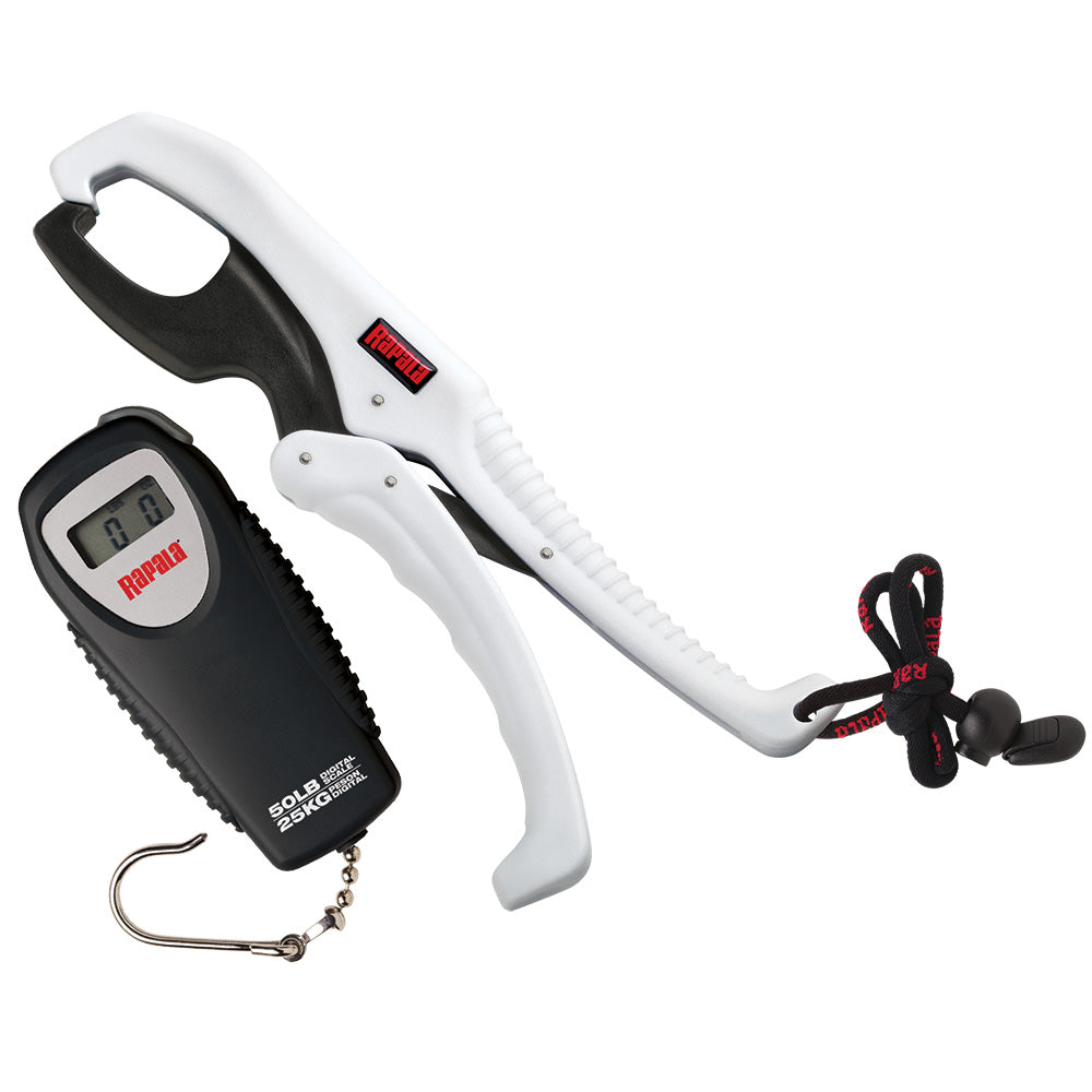 Rapala Floating Fish Gripper and Scale Combo, fishing accessory tool with grip and digital scale for weighing fish.