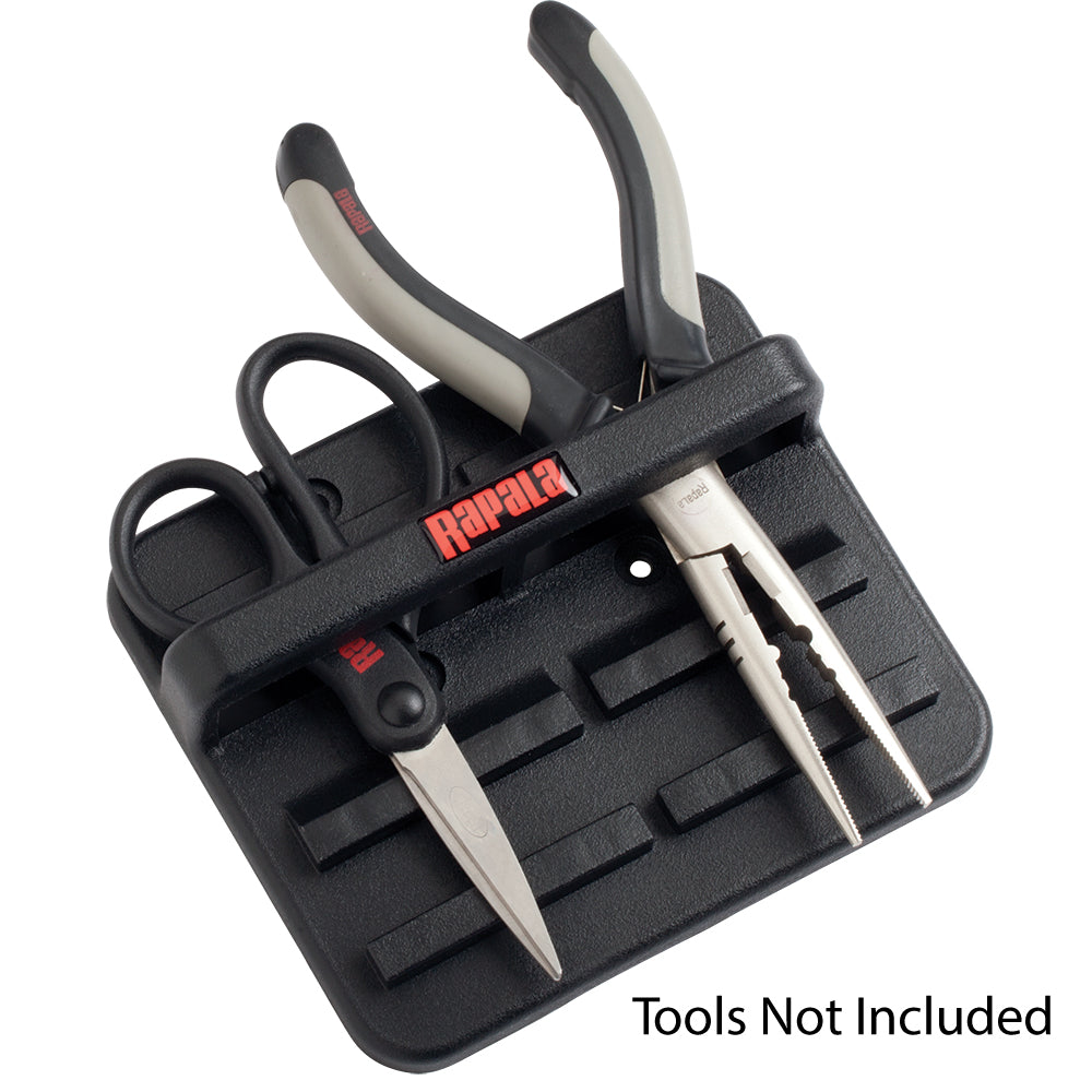 Rapala magnetic tool holder with two slots for fishing accessories, designed for organized storage of fishing tools and gear.