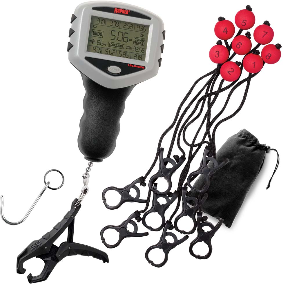 Rapala Touch Screen Tournament Scale 15lb, digital fishing scale with easy-to-use touchscreen display and durable design.