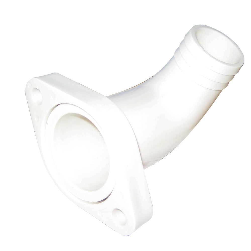 Raritan 90 discharge adapter with flange, straight to 90-degree fitting for marine plumbing and waste management systems