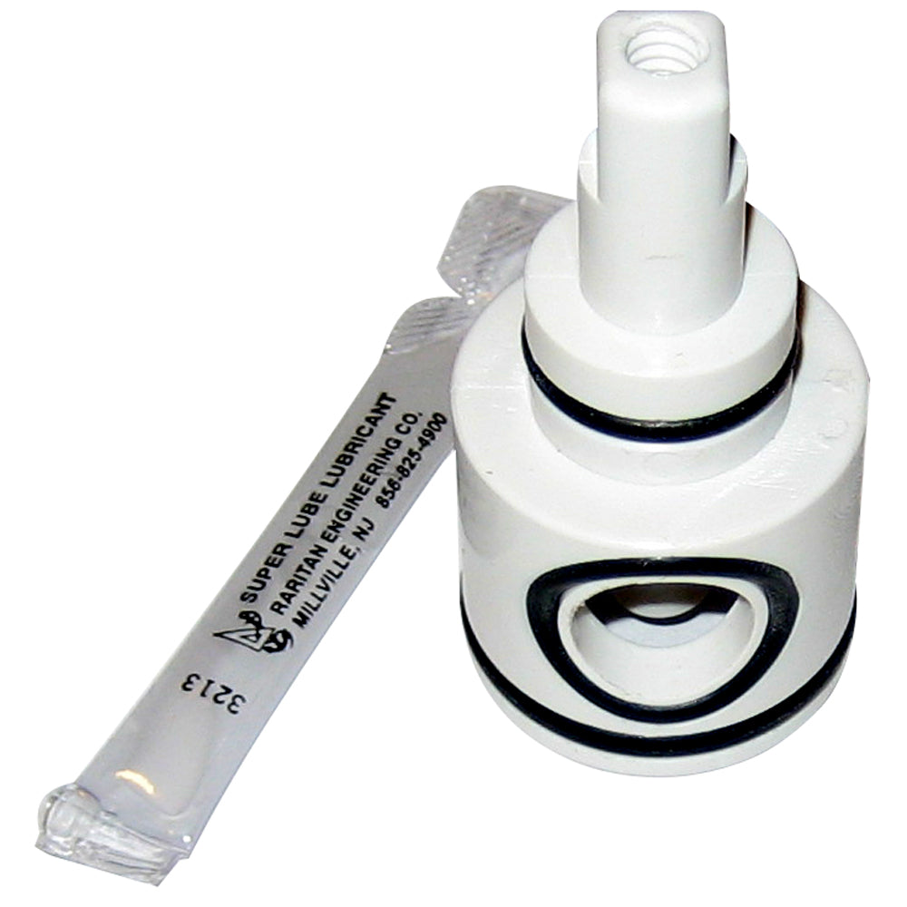 Raritan inlet valve accessory for PHII and PHEII marine water systems, black plastic valve with inlet fitting.