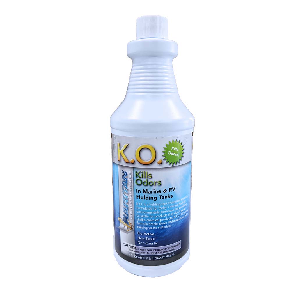 Raritan K.O. Kills Odors bio-active holding tank treatment in a 32oz bottle for RV and marine sanitation.