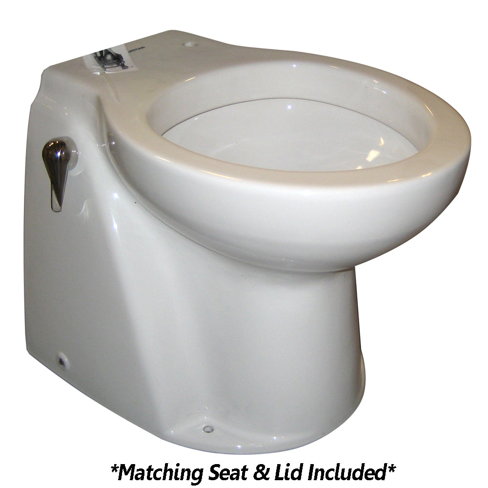Raritan Atlantes Freedom marine sanitation smart toilet control in white with freshwater solenoid and vortex-vac system.
