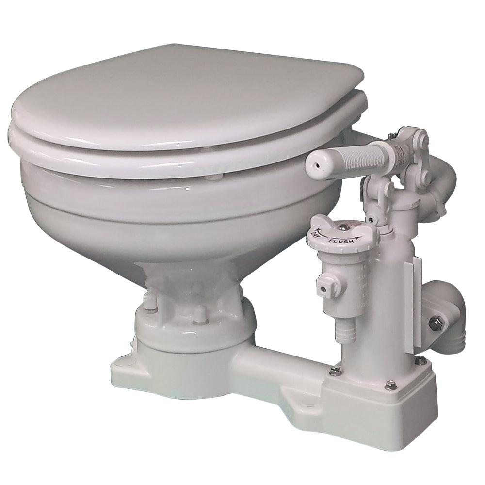 Raritan PH Superflush marine toilet with soft-close lid, white ceramic marine sanitation fixture with modern design