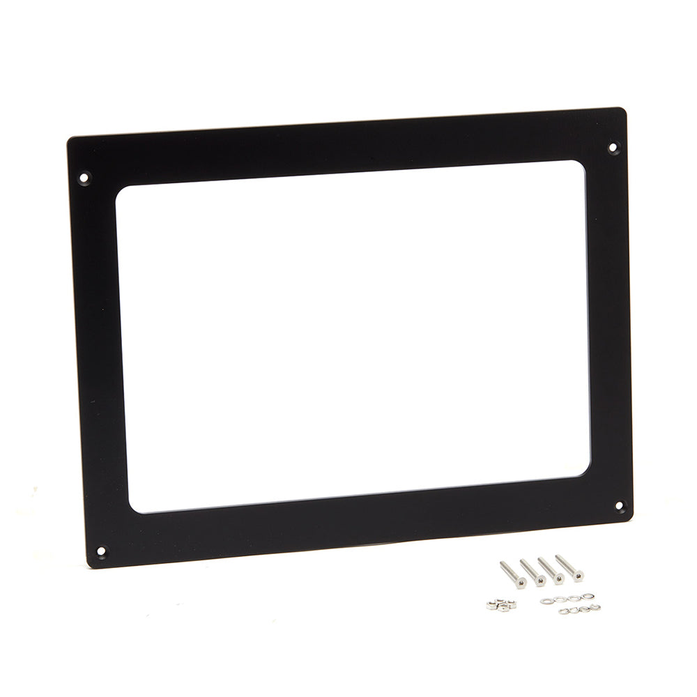 Raymarine E120 Classic to Axiom Pro 12 adapter plate for marine display installation, black plastic with mounting holes