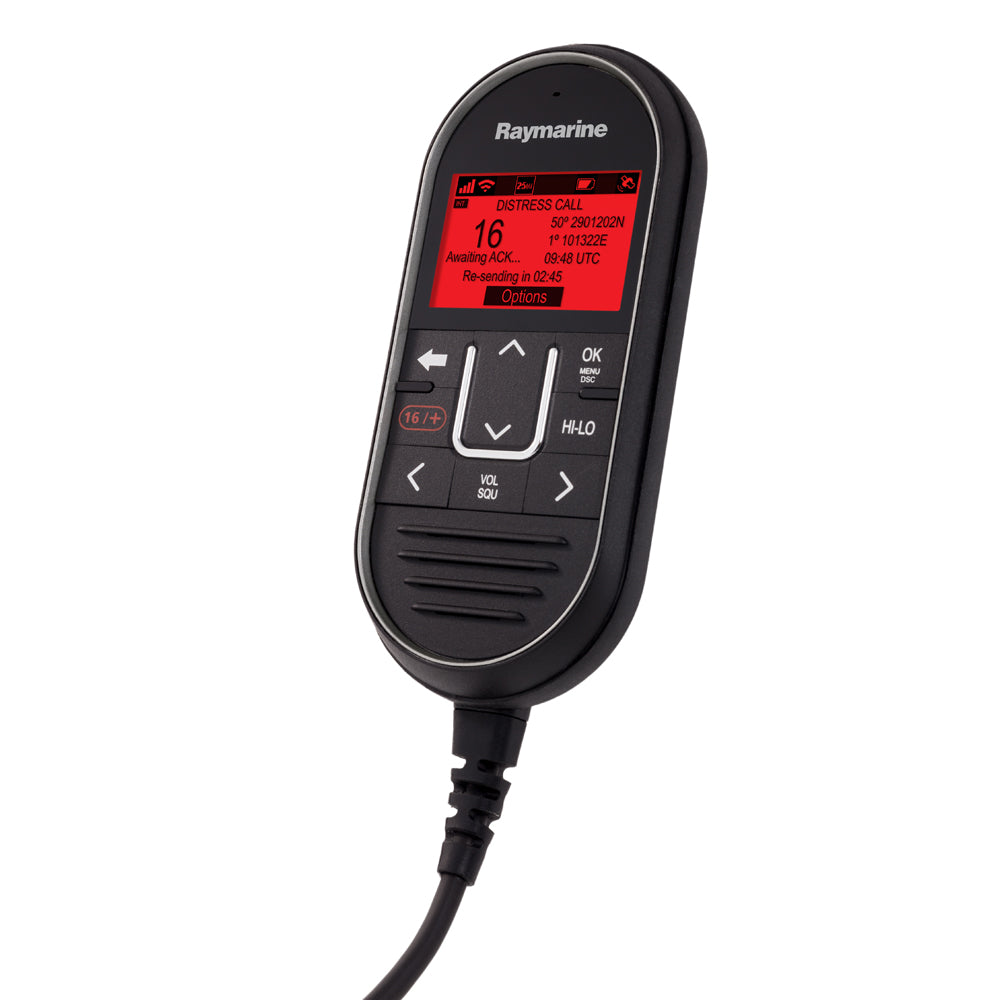 Raymarine RayMic second station handset accessory for Ray60, Ray70, Ray90, and Ray91 marine radios, used for communication.
