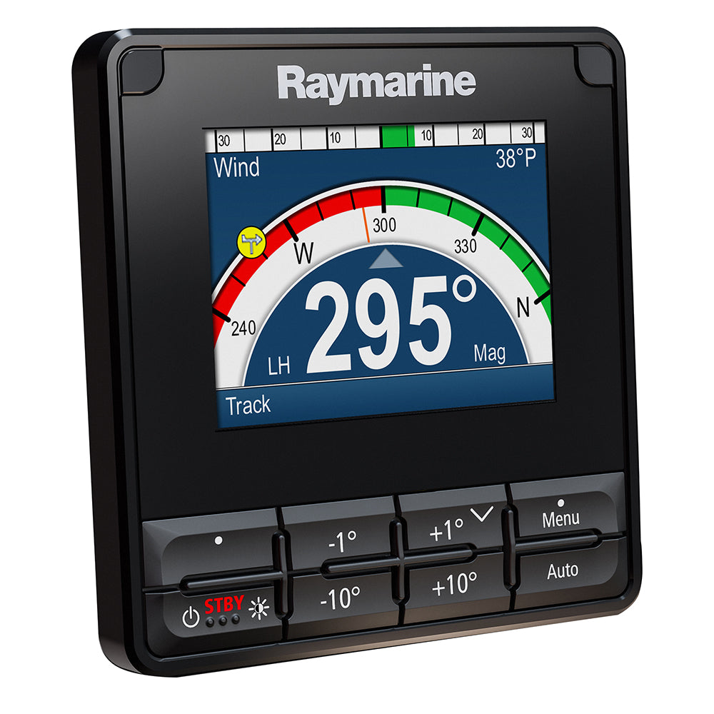 Raymarine p70s Autopilot Controller displaying navigation controls and screen for marine autopilot system.