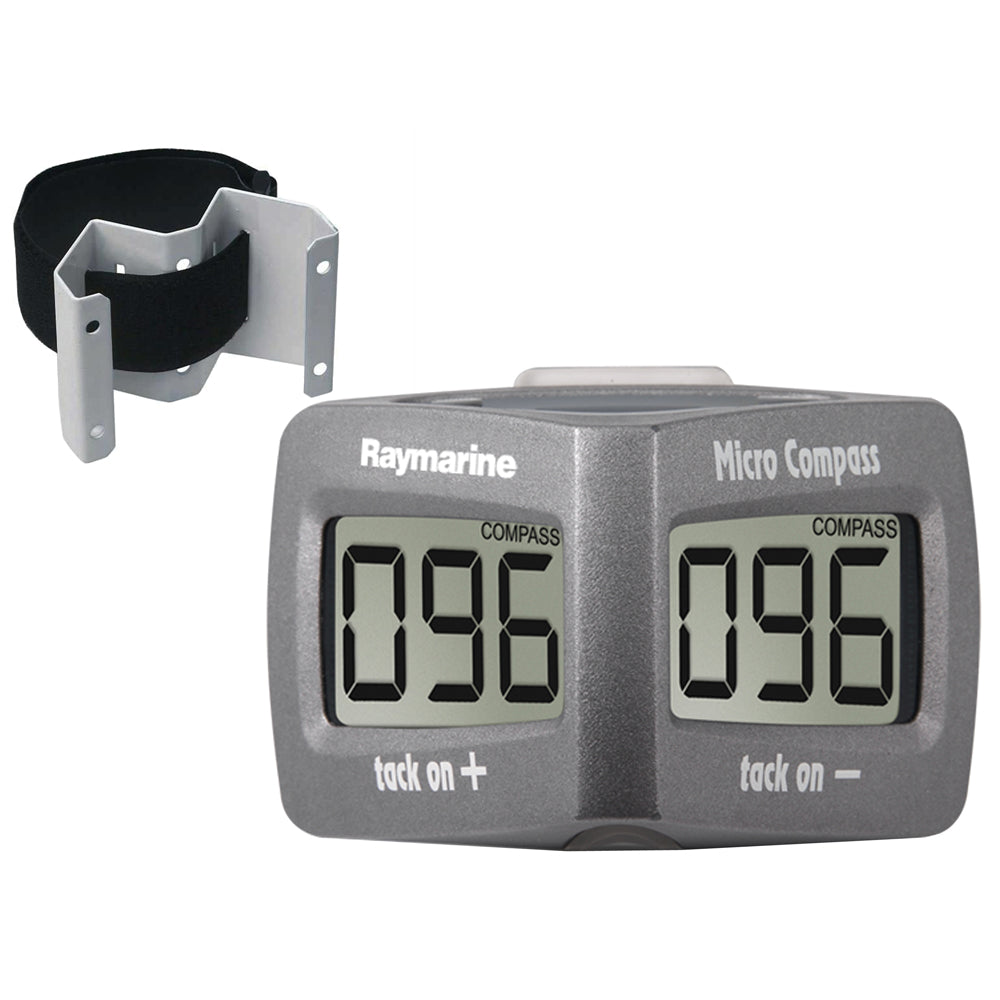 Wireless Raymarine Micro Compass System with strap bracket, compact marine navigation compass for boat or marine use.