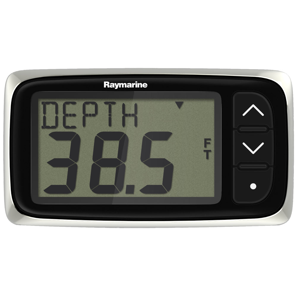 Raymarine i40 Depth Display System with Thru-Hull Transducer showing depth readings on a marine instrument display