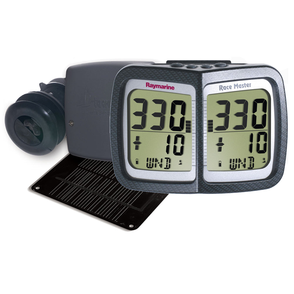 Raymarine Wireless Micronet Race Master System instrument display showing boat data and system controls on a marine navigation dashboard.