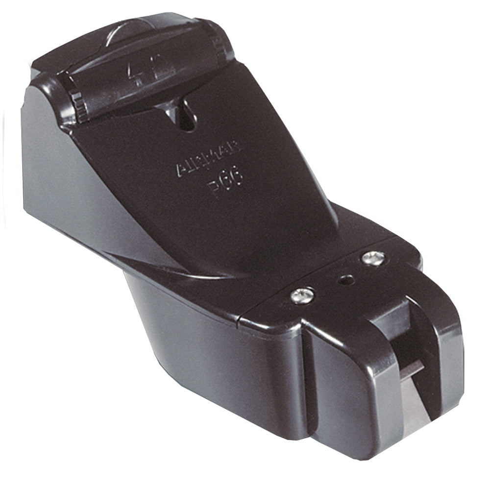 Raymarine optional high-speed TM transducer for marine sonar and fish finder systems, mounted on a boat hull.