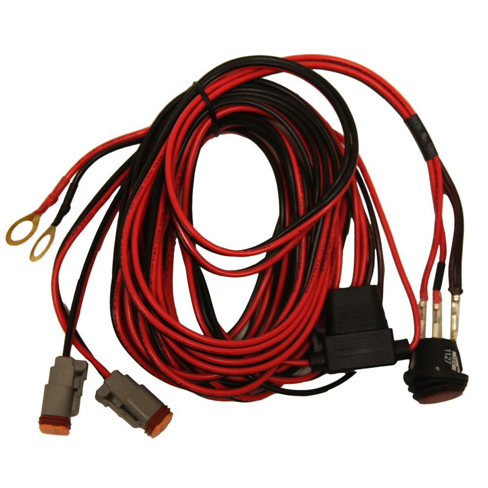 RIGID Industries wire harness for dual LED lights, showing connectors and wiring for easy installation in accessories.