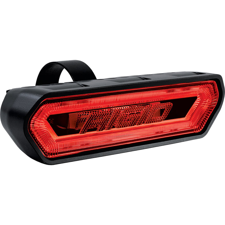 RIGID Industries Chase Red flood/spreader lights mounted on a vehicle, showcasing bright LED illumination and durable design