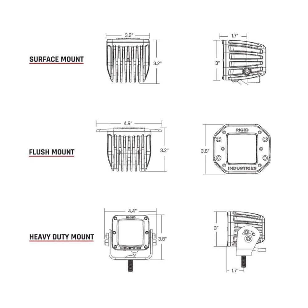 Paire de spots doubles à montage en surface RIGID Industries D-Series Pro - Édition minuit