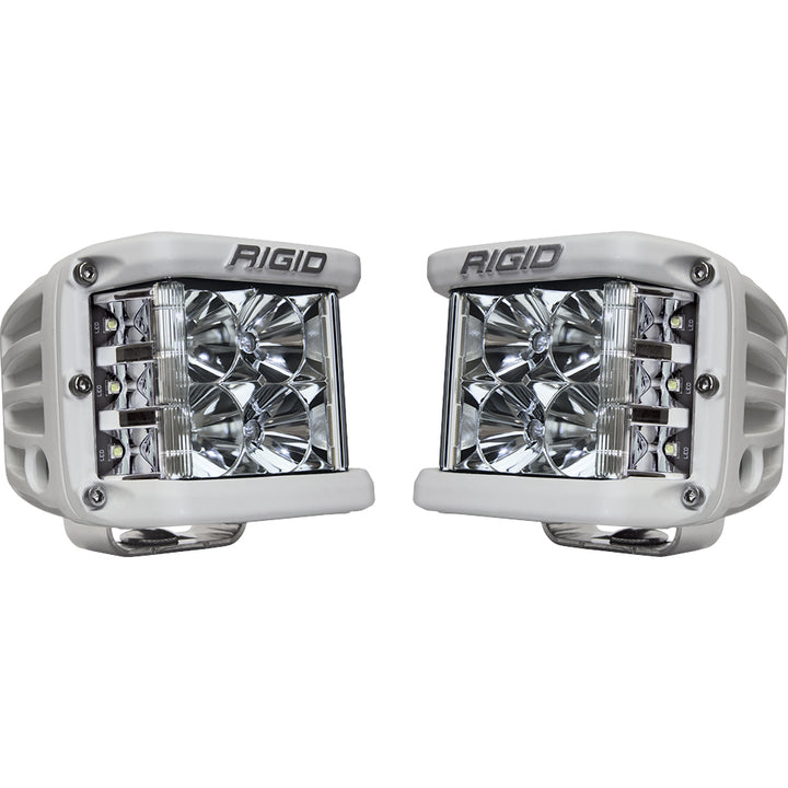 Pair of RIGID Industries D-SS PRO Flood LED surface mount spreader lights in white, designed for off-road or vehicle lighting.