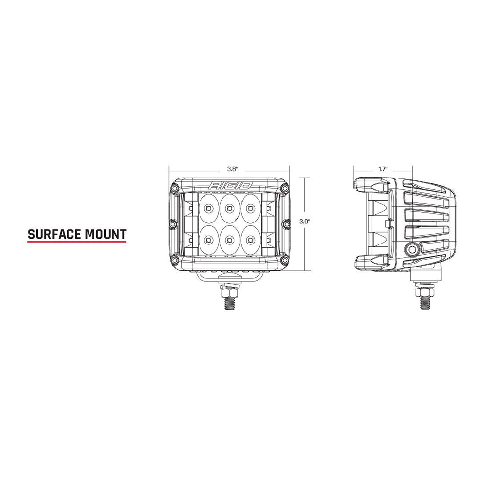 Pair of RIGID Industries D-SS PRO Flood LED surface mount lights in white for enhanced off-road or work vehicle visibility.
