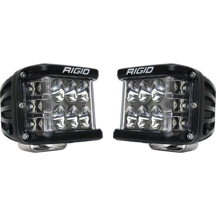 Pair of RIGID Industries D-SS Series PRO flood/spreader lights in black with surface mount for off-road or vehicle lighting.
