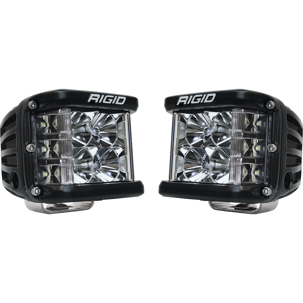 Pair of RIGID Industries D-SS Series PRO Flood LED surface mount lights in black, designed for off-road or work vehicle illumination.