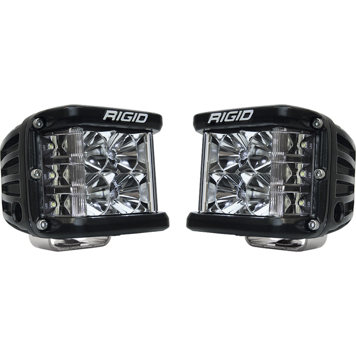 Pair of RIGID Industries D-SS Series PRO Flood LED surface mount lights in black, designed for off-road or work vehicle illumination.