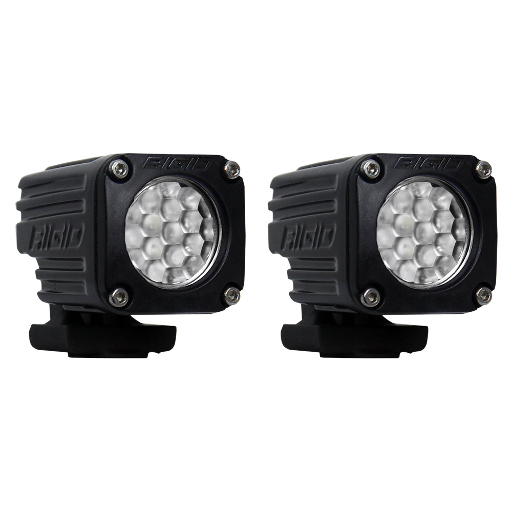 Pair of RIGID Industries Ignite Surface Mount Diffused Flood/Spreader Lights in black, designed for vehicle lighting applications.
