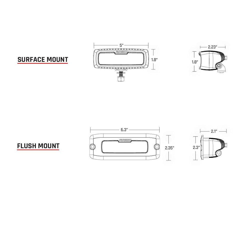 Kit de rétroéclairage RIGID Industries SR-Q PRO - Montage encastré et diffus - Paire - Noir