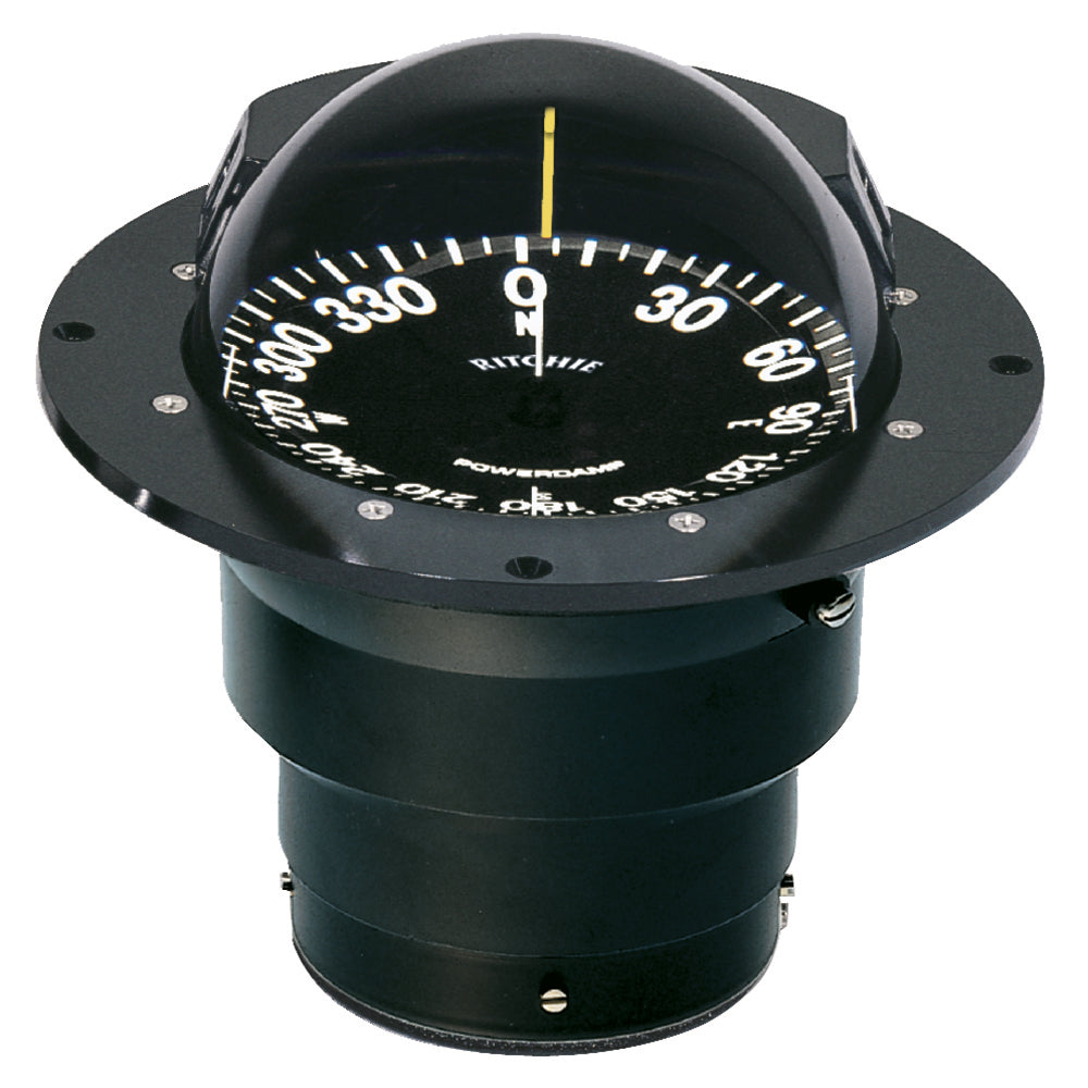 Ritchie FB-500 Globemaster compass, flush mount, black finish, 12V power, 5-degree card, marine navigation instrument
