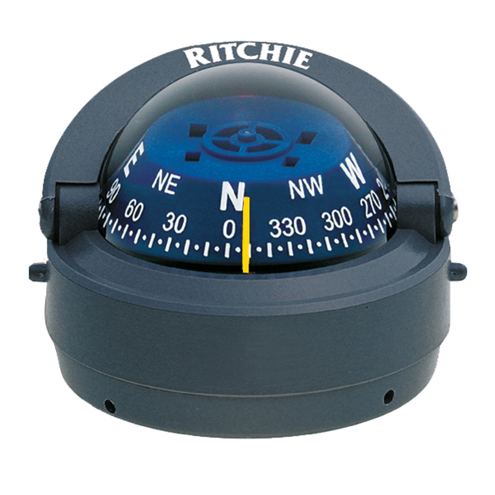 Gray Ritchie S-53G Explorer compass, surface mount type, with clear directional markings and sturdy design.
