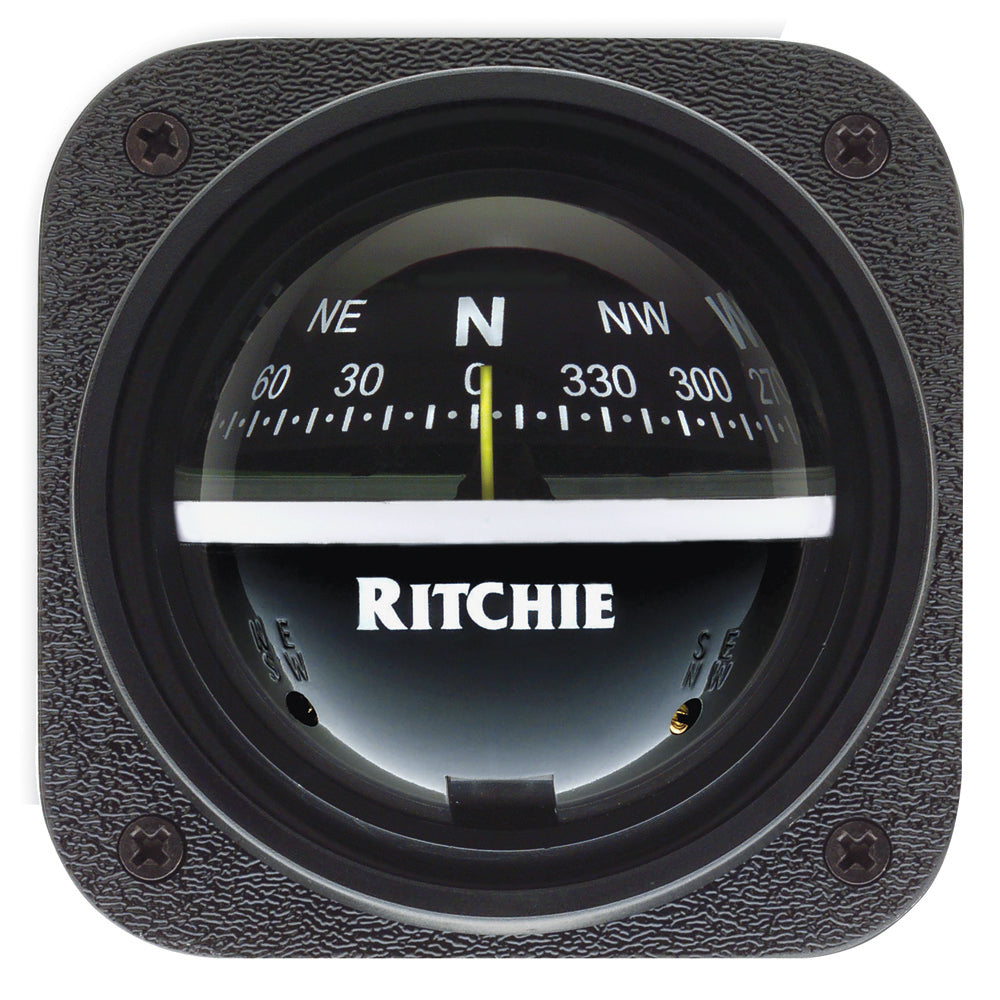 Ritchie V-537 Explorer compass with black dial and bulkhead mount, designed for marine navigation and durable use.
