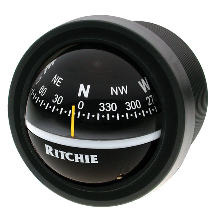 Black Ritchie V-57.2 Explorer Compass dash mount, marine navigation compass with clear dial and sturdy construction.