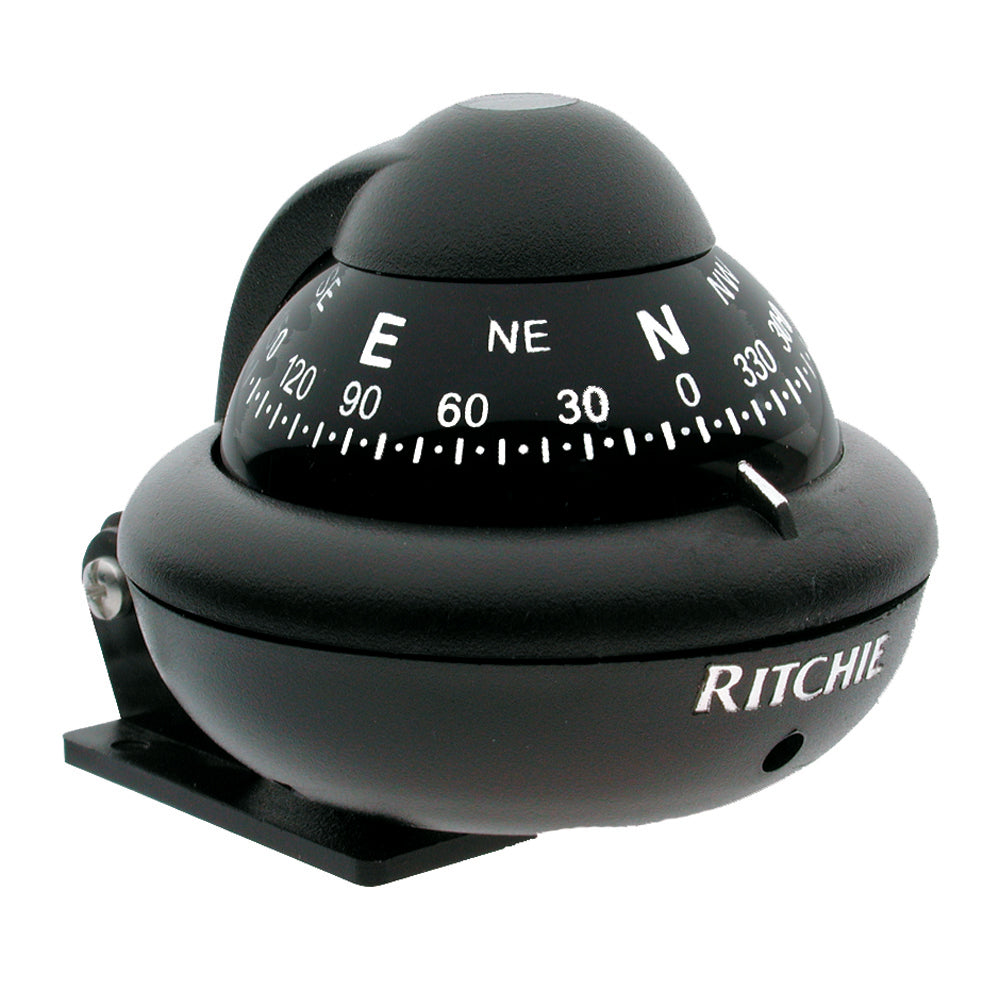 Black Ritchie X-10B-M RitchieSport compass with bracket mount, featuring a durable design for marine navigation.