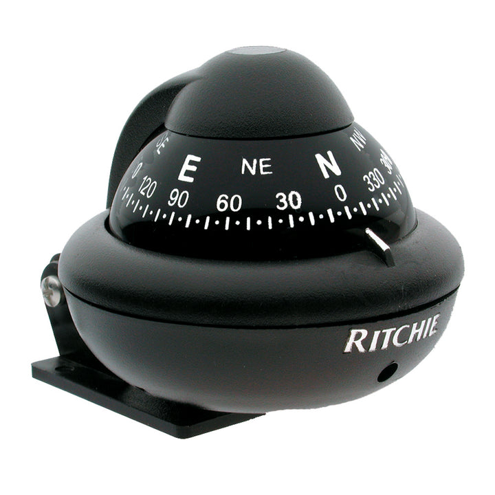 Black Ritchie X-10B-M RitchieSport compass with bracket mount, featuring a durable design for marine navigation.